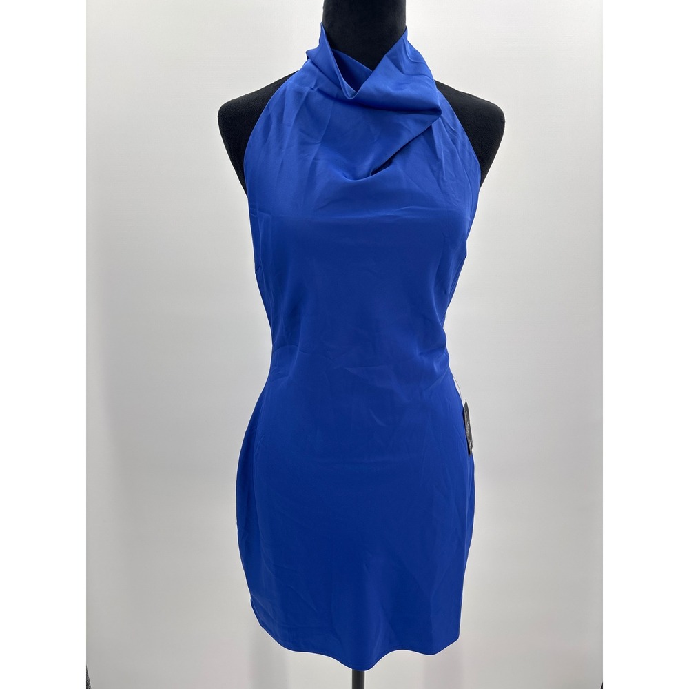 Lulu's Royal Blue Satin Halter Mini Dress - Picture 5 of 12